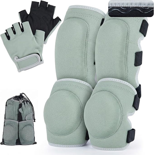 Soft Toddler Knee Pads and Elbow Pads Set with Bike Gloves, Non-Slip Toddler Knee Pads for Boys Girls 2-4 Years, Breathable Kids Protective Gear for Balance Bike, Scooter, Bicycle