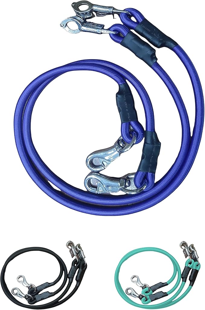 Majestic Ally Pack of 2, Bungee Trailer Tie for Horse Haulage with Panic Snap and Bull Snap - 36 Inch (Royal Blue)