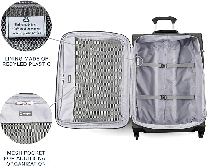 Travelpro Maxlite 5 ソフトサイド 拡張可能 スピナーホイール4個付き 軽量スーツケース 男女兼用 シャドーグレー 2点セット (21/29)