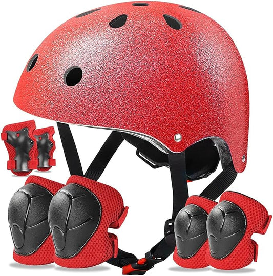 Kids Bike Helmet Set for Boys Girls Toddler Bicycle Helmet Adjustable Skateboard Helmet Protective Gear Set Knee Elbow Wrist Pads for Children Cycling, Scooter, Outdoor Sports