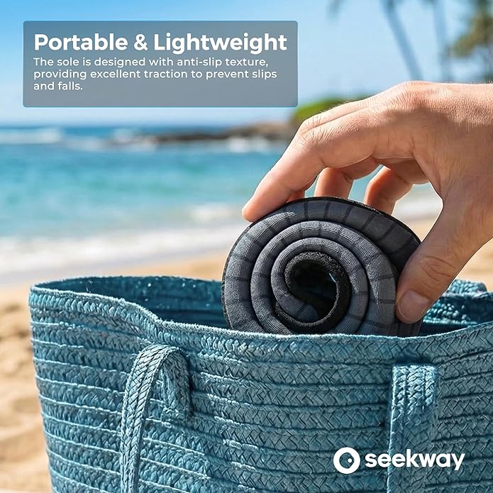 SEEKWAY Water Shoes Women Men Adult Quick-Dry Aqua Socks Barefoot Non Slip for Beach Swim River Pool Lake surf Black SK002(U)