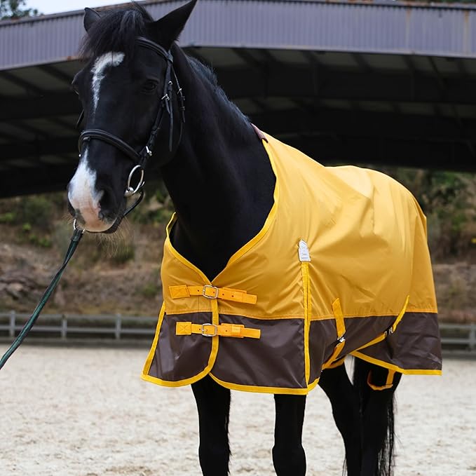 BARN & STABLE 420D Ripstop Lightweight Horse Turnout Sheet, No Fill, Water-Resistant & Breathable Horse Blanket for Spring and Mild Weather, with Anti-Rub Fleece Withers