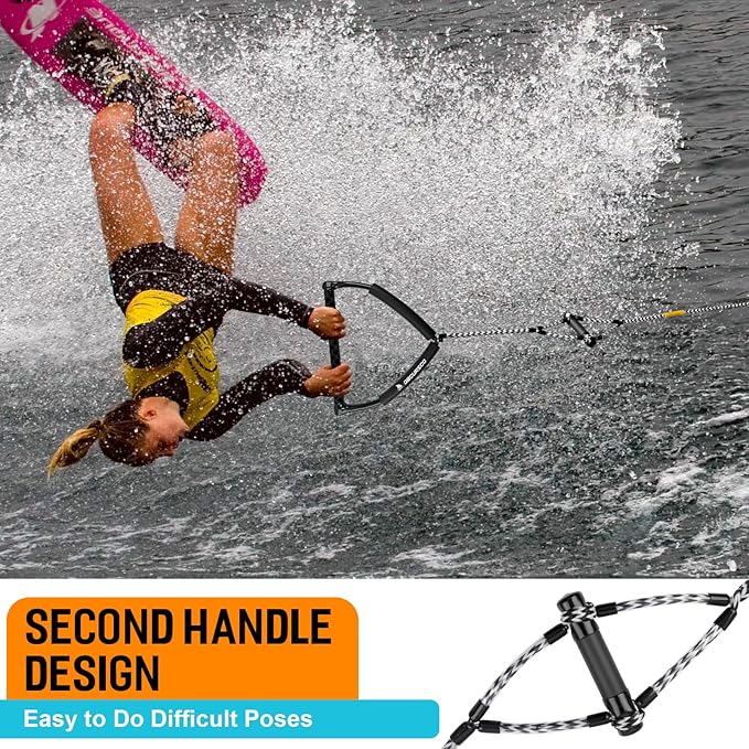 Obcursco 75FT Wakeboard Rope, Water Ski Ropes with EVA Handle for Water Skiing, Wakeboard, Kneeboard