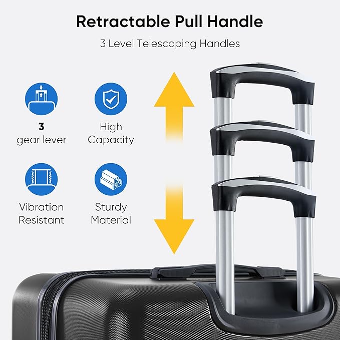 OLIXIS 28 Inch Luggage, Hardside Checked Suitcase with Spinner Wheels, Lightweight ABS Hard Shell Travel Luggage, TSA Approved Lock, Expandable Large Suitcase for Business & Travel–Black