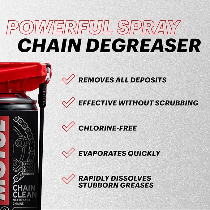 Motul C1 Chain Clean + C2 Chain Lube Road Bundle | Heavy-Duty Motorcycle Chain Cleaner 9.8oz & Chain Lubricant Spray 9.3 oz for Street & Sport Bikes