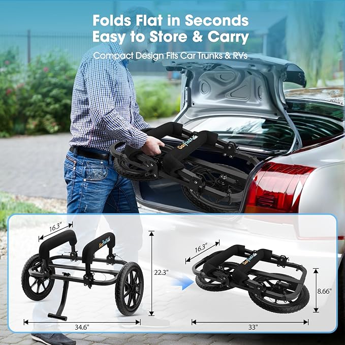 GanFindX Kayak Cart Canoe Trolley Carrier Kayak Accessories Transport Dolly with Solid Foam Wheels Upright Crossbar Heavy Duty Design