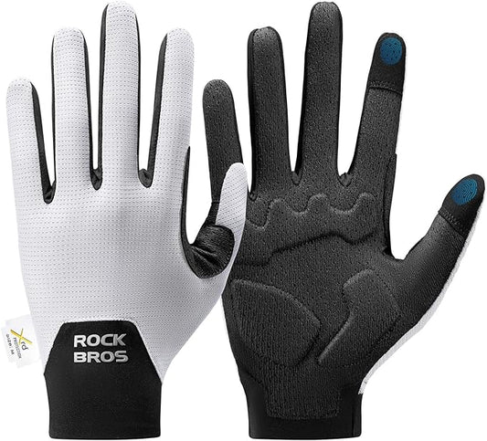 ROCKBROS Cycling Gloves for Men Women XRD Shock Absorbing Bicycle Riding Anti-Slip Breathable Full Finger UV-Sun-Protection Gloves for Road/Mountain & Electric Bike,E-Bike Commuter