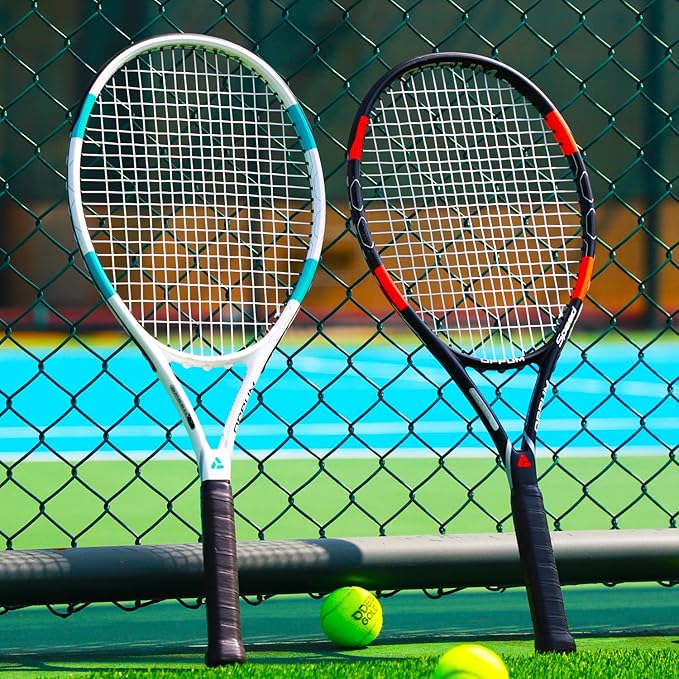 PRO-500 Adult Tennis Rackets, 2-Pack Pre-Strung Racquets for Beginners & Intermediate with Carry Bag & 2 Balls, 105 Sq Inch Oversized Head for Women & Men, Arm Friendly Vibration Control