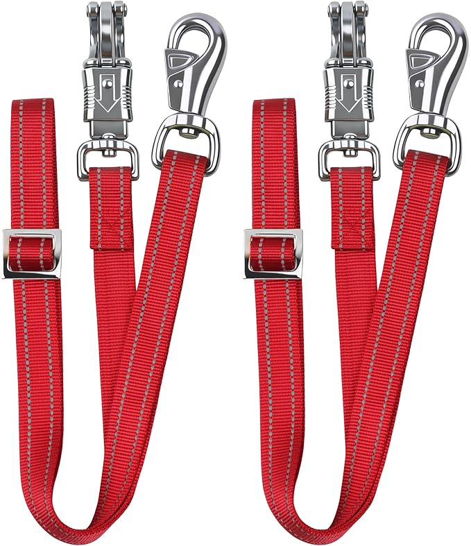 Cross Ties for Horse, Nylon Trailer Tie w/Quick-Release Panic Snap & Bull Snap Horse Trailer Accessories, Adjustable Length Range 42.5" to 73", Equestrian Supplies, Starlit Maroon