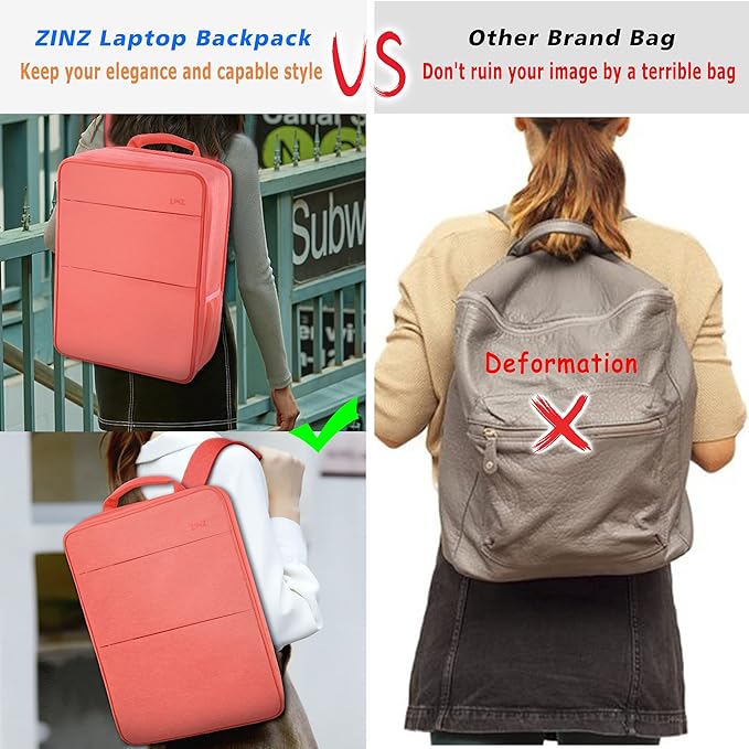 ZINZ Slim & Expandable Laptop Backpack 15 15.6 16 Inch Sleeve, Spill-Resistant Notebooks Bag Case for Most 14-16 Inch MacBooks Surface-Books Dell HP Asus Computers,P01K01