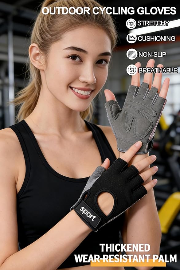 Fingerless Cycling Gloves Men Women Breathable Mesh Anti-Slip Workout Gloves for Fishing Gym Exercise Fitness Rowing