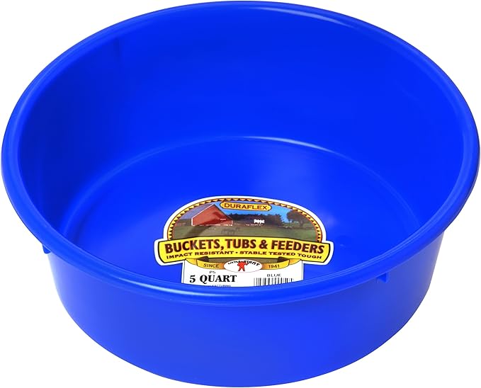 Little Giant® Plastic Utility Pan | Feed Pan | Durable & Versatile Livestock Feeding Bucket | Made in USA | 5 Quart | Blue