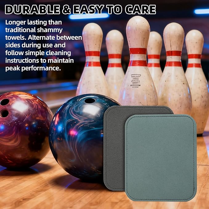 TonGass Leather Bowling Shammy Towel 6.56" x 5.56" – Double-Sided Genuine Leather Bowling Ball Towel Oil Remover, Premium Shammy Pad for Strikes, Durable Bowling Accessories for Practice - 3 Pack