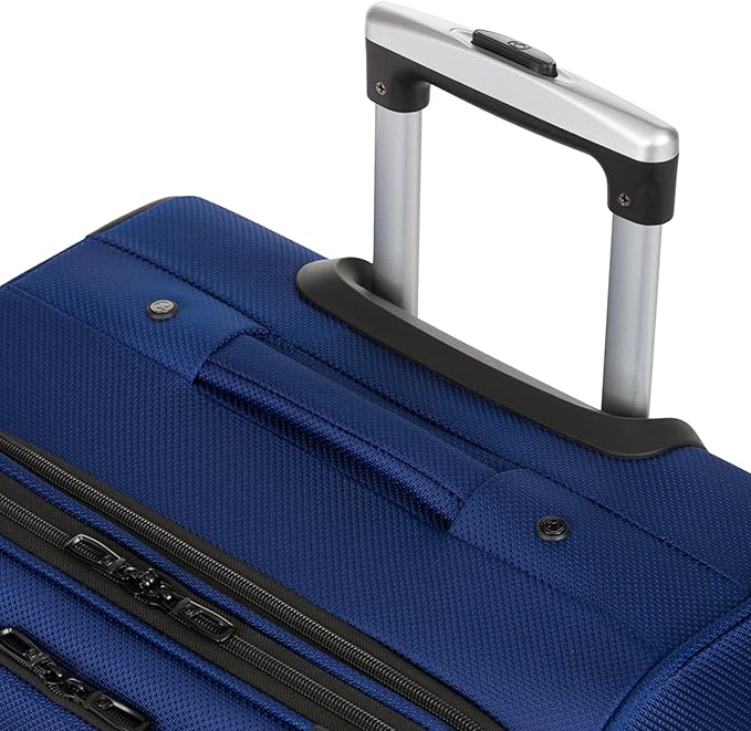 SwissGear Sion Softside Expandable Luggage – Medium Checked Suitcase with 360 Degree Wheels & Retractable Handle – 25 Inch, Perfect for 1-7 Night Trips – Blue