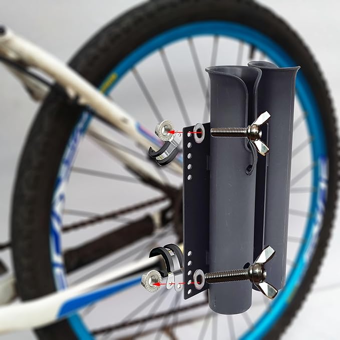 Bike Fishing Rod Holder,Secures Fishing Pole to Bicycle,Bike Fishing Rod Rack and Carrier
