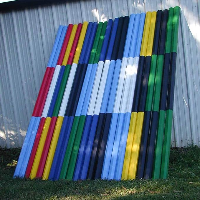 10ft White Center Colored Ends Cut Rails, Poles Wood Horse Jumps