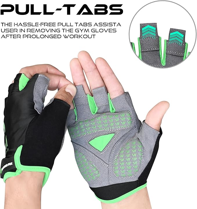 WESTWOOD FOX Cycling Gloves for Men Women,Half Finger Unisex Gel Padded Anti-Slip Mountain Bike Gloves, Breathable Shock Absorption Grip Palm Bicycle Summer Riding MTB Bike Gloves