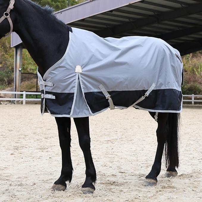 BARN & STABLE 420D Ripstop Lightweight Horse Turnout Sheet, No Fill, Water-Resistant & Breathable Horse Blanket for Spring and Mild Weather, with Anti-Rub Fleece Withers