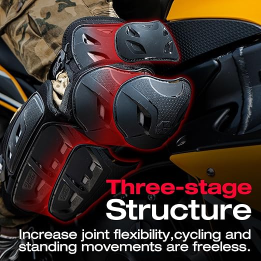 SCOYCO Motorcycle Knee Pads for Men - CE Level 1 Motocross Knee and Elbow Guards Protective Gear Armor with 45°-180° Knee Flexibility Design Adjustable Elastic Band