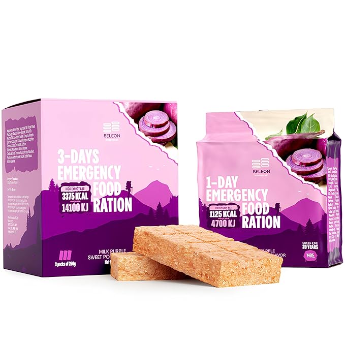 Emergency Food Supply - Milk Purple Sweet Potato Survival Ration - 20 Years Shelf Life - 3 Days