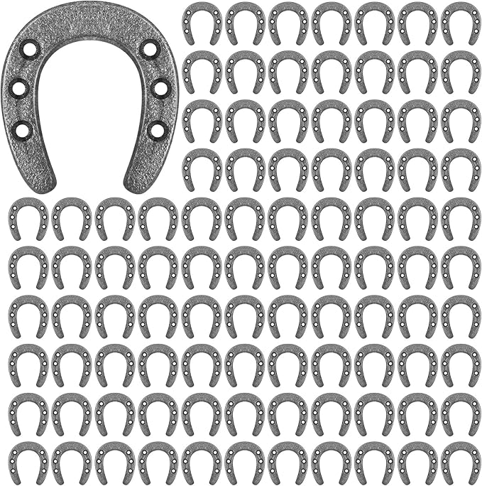 Gisafai 100 Pack Cast Iron Horseshoes for Crafts or Decorations 1.77 x 2 Inch Mini Iron Horseshoes Older Wall Decor Western Theme Table Centerpieces Horseshoe for Good Lucky Party Favor