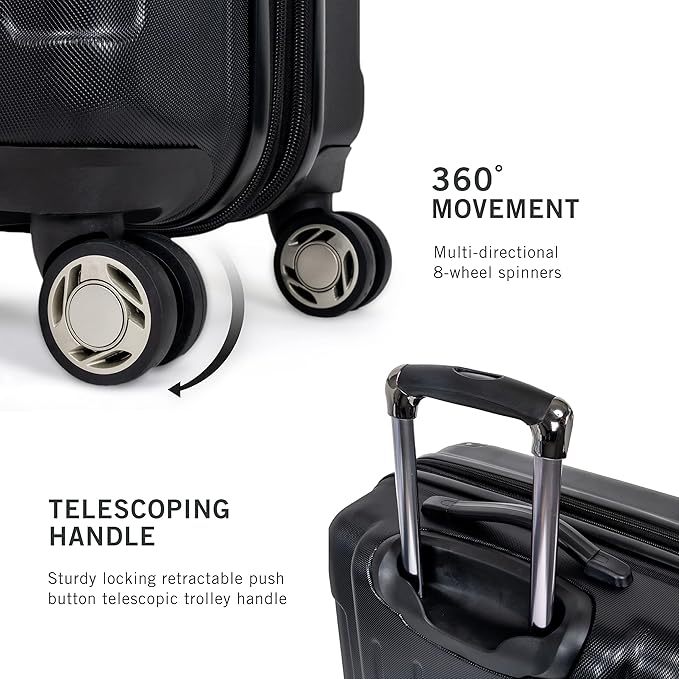 Kenneth Cole REACTION Renegade Luggage Expandable 8-Wheel Spinner Lightweight Hardside Suitcase, Black, 28-Inch Checked