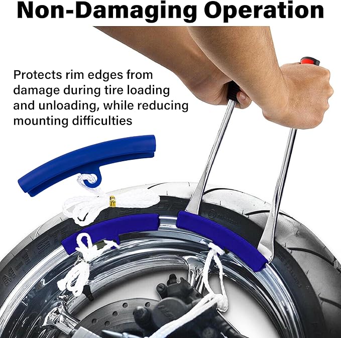 ecocstm 12.2 Inch Tire Spoons, Dirt Bike Tire Changing Tools, Tire Changing Kit, Tire Removal Tool, with Rim Protector, Valve Tool, Valve Cores and Caps, for Motorcycle/Lawn Mower/Tractor/Bicycle