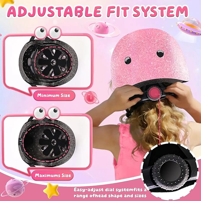 Kids Bike Helmet Set for Boys Girls Toddler Bicycle Helmet Adjustable Skateboard Helmet Protective Gear Set Knee Elbow Wrist Pads for Children Cycling, Scooter, Outdoor Sports