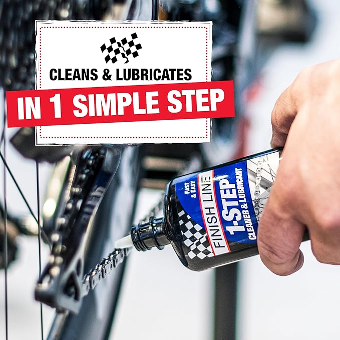Finish Line 1-Step Bike Chain Cleaner and Lubricant – Cleans, Lubricates & Protects in One Application, Helps Reduce Wear & Friction, Rust Protection for All Bicycle Chains, 4 oz