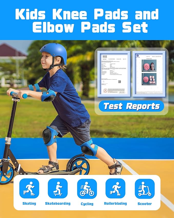 Kids Protective Gear Set, Knee and Elbow Pads with Wrist Guards for Ages 3-8 Year Toddler, 3 in 1 Enhanced Material Protective for Skating Cycling Bike Roller Scooter, Includes Organizer Bag