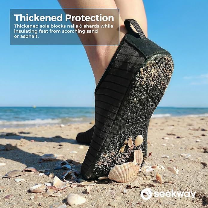 SEEKWAY Water Shoes Women Men Adult Quick-Dry Aqua Socks Barefoot Non Slip for Beach Swim River Pool Lake surf Black SK002(U)