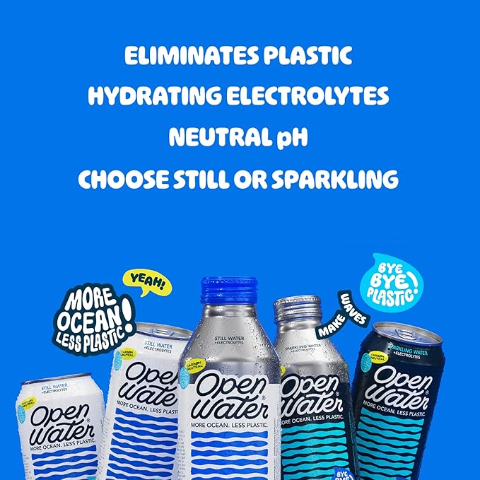 Open Water Still 16oz bottles (2 cases, 24 bottles) - Sustainable Aluminum Bottled Still Water With Electrolytes - 7.0 pH Balanced BPA-Free Ultra-Purified Water