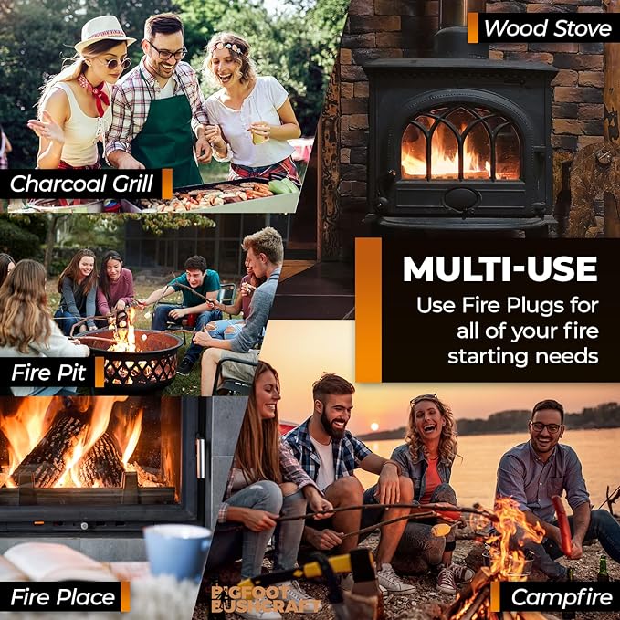 Non-Toxic Waterproof Fire Starters with 5+ Minute Burn for Emergencies, Survival, Campfires, Fire Pits, Grills - Made in The USA - 200 Pack