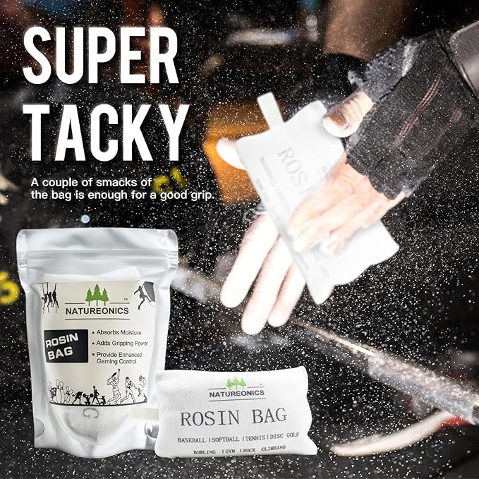 Rosin Bag for Improved Grip in Baseball, Bowling, Softball, Pickleball, Tennis, Disc Golf, Gym & Weight Lifting, Pole Grip and Rock Climbing - 5.3 Oz, White, 5.12 x 3.4 Inches.