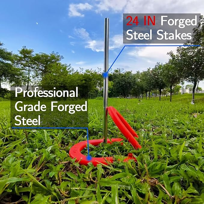 Horseshoes Outside Game Set-Portable Outdoor Horseshoe Set Includes 4 Professional Solid Steel Horseshoes with Solid Steel Stakes & Carrying Bag, Perfect for Backyard and Beach