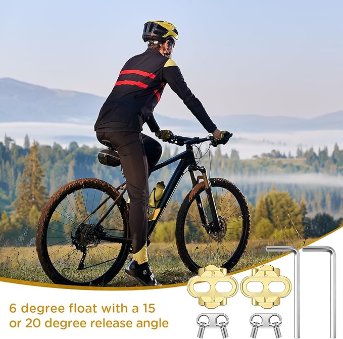 Therwen 4 Pcs Bike Cleats Bicycle Cleats Cycling Cleats with 2 Hexagonal Wrenches for MTB Shoes Compatible with Eggbeater Candy Mallet Smarty Pedals