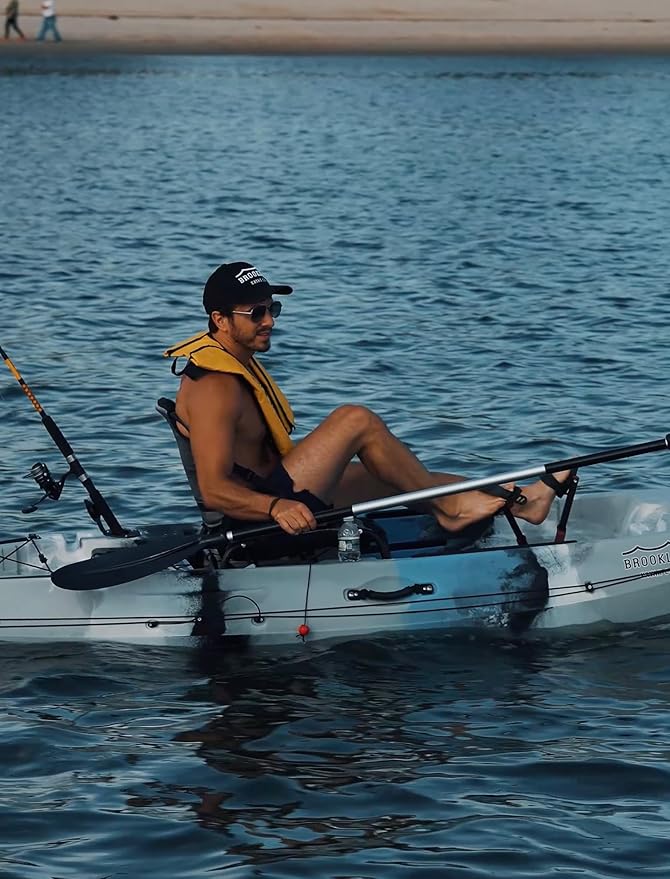 Upgraded Brooklyn 10.0 Pedal Sit-On-Top Kayak by BKC, Lightweight Fishing Kayak with Flipper Pedal Drive, Rudder Steering, 350 lb Capacity, Stable 10 ft Hull, Adjustable Seat, Storage & Rod Holders