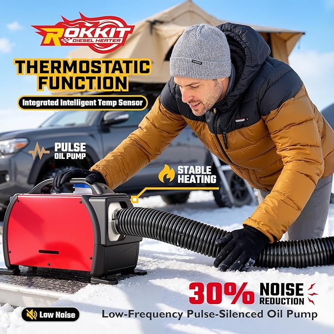 [2026 Version]Diesel Heater 8KW, 110V/12V All-in-One Portable Diesel Air Parking Heater with LCD Thermostat Monitor & Remote Control for Trucks, Car Trailer, Boat and Motor-home (8KW)