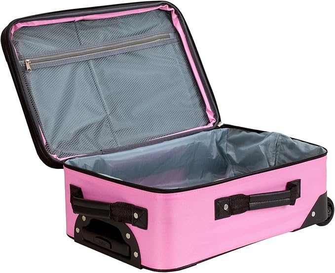 Rockland Journey Softside Upright Luggage Set, Expandable, Pink, 4-Piece (14/19/24/28)
