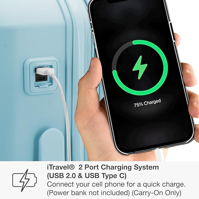 Traveler's Choice Pagosa ハードシェル 拡張可能スピナーラゲッジ、ベビーブルー、3点セット (22/26/30)