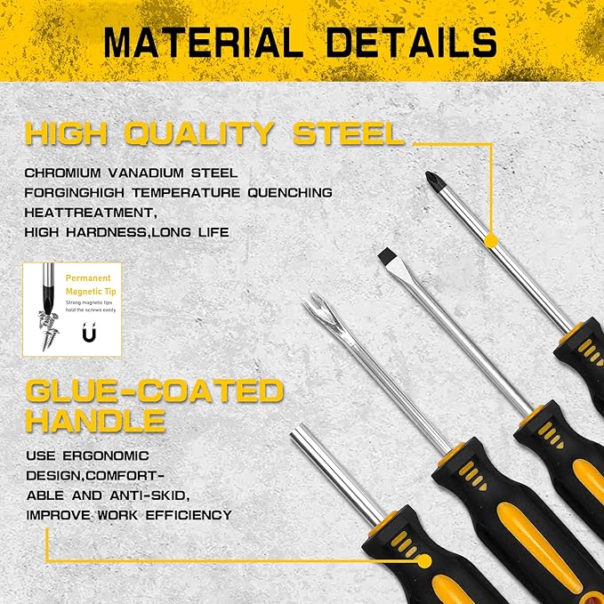 53-piece Magnetic Screwdrivers Set with Case,Phillips, Hex, Pozidriv,Torx and Precision Screwdriver Set, Magnetizer Demagnetizer Tools, Replaceable Screwdriver Bits With Sturdy tool box