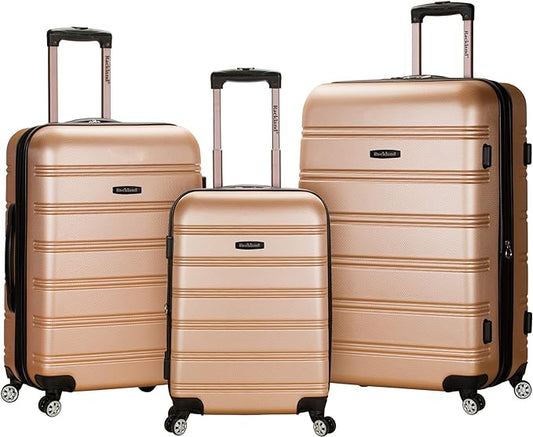 Rockland Melbourne Hardside Expandable Spinner Wheel Luggage, Champagne, 3-Piece Set (20/24/28)