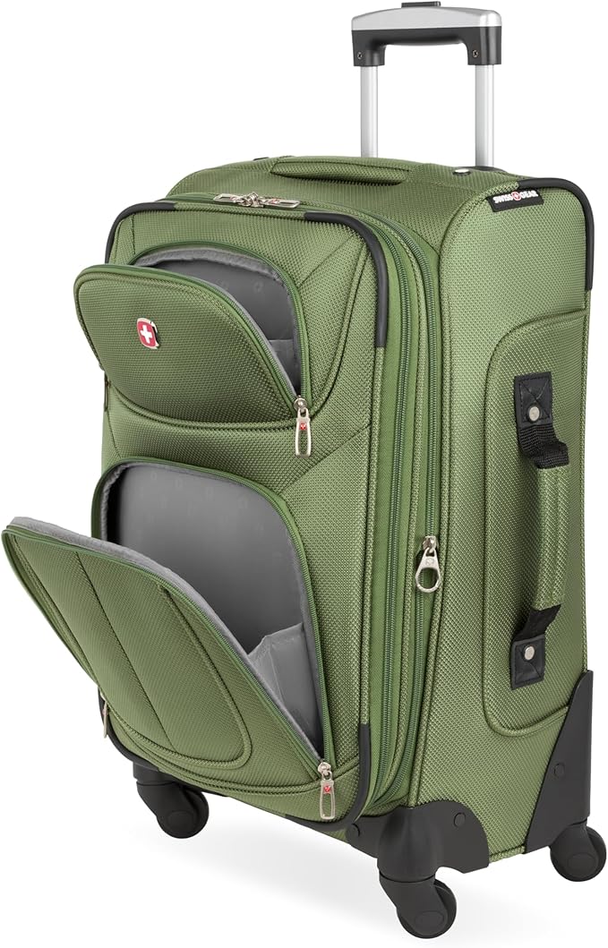 SwissGear Sion ソフトサイド 拡張可能ラゲージ スピナーホイール付き、エバーグリーン 機内持ち込み 21インチ
