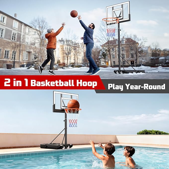 Basketball Hoop Outdoor 10FT with Shatterproof 40 Inch Backboard, Portable Basketball Hoop Goal System for Kids/Youth/Adults in Backyard/Driveway/Indoor