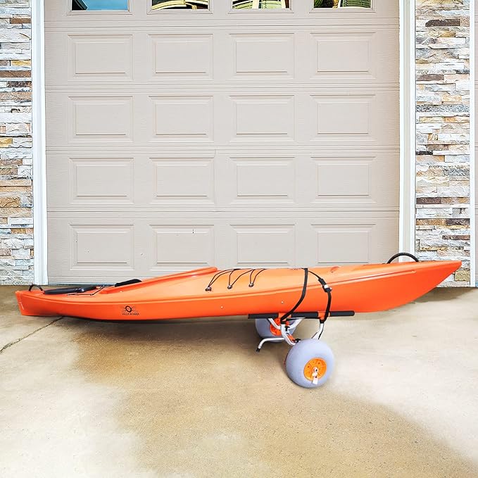 VEVOR Heavy Duty Kayak Cart, 350lbs Load Capacity, Detachable Canoe Trolley with 13'' Beach Wheels, Adjustable Carrier Width & Nonslip Support Foot, for Kayaks Canoes Paddleboards Float Mats Jon Boats