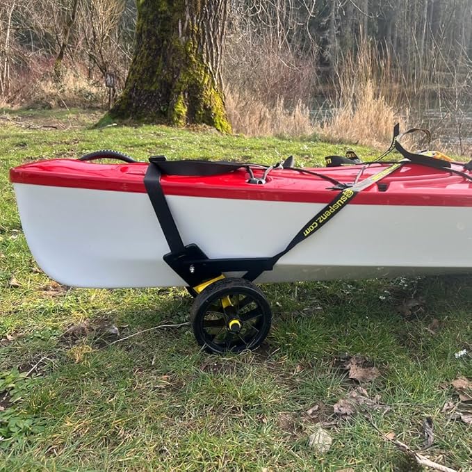 Suspenz Kayak Canoe Stern Cart, EZ-Stow Transport Trolley with Straps, Lightweight, Compact Aluminum Frame, 130 lb Load Capacity (22-1199)