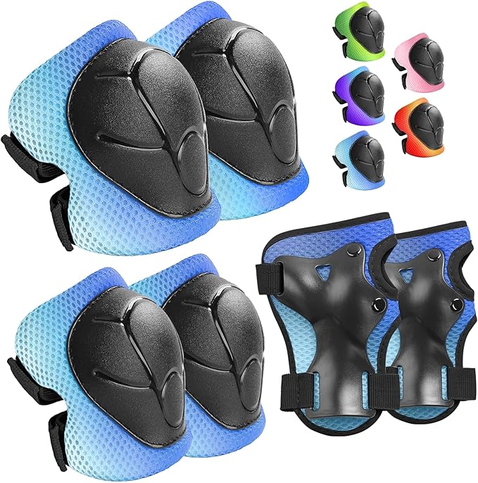 Wemfg Kids Protective Gear Set Knee Pads for Kids 3-14 Years Toddler Knee and Elbow Pads with Wrist Guards 3 in 1 for Skating Cycling Bike Rollerblading Scooter