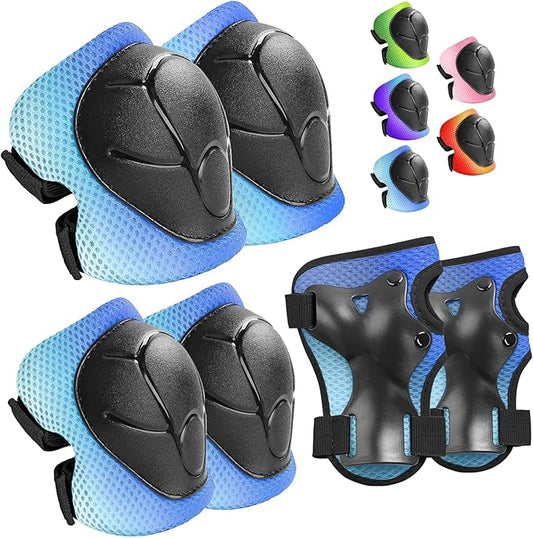 Wemfg Kids Protective Gear Set Knee Pads for Kids 3-14 Years Toddler Knee and Elbow Pads with Wrist Guards 3 in 1 for Skating Cycling Bike Rollerblading Scooter