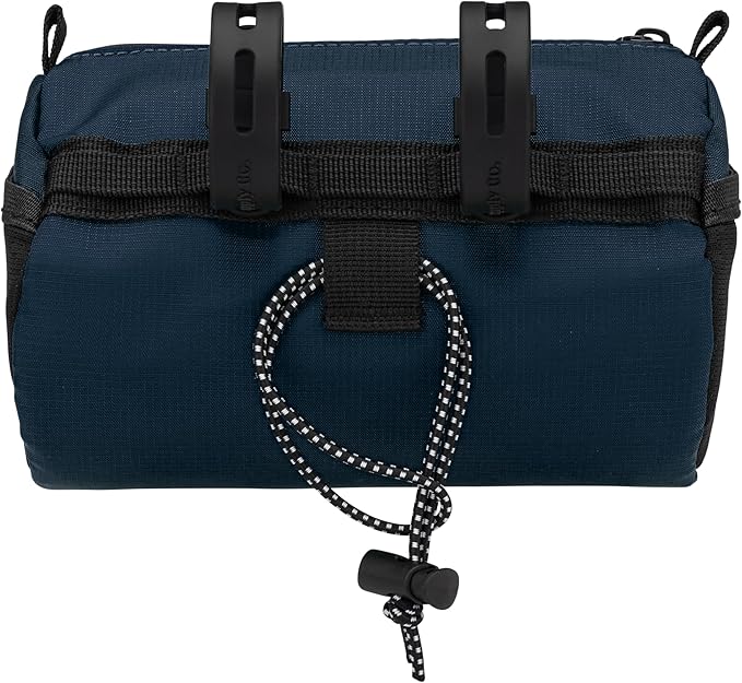 Oso Supply Co Handlebar Bike Bag – Water-Resistant Hard Shell with Quick-Access Zipper, Side Mesh Pockets, and Spacious Storage – Ideal for Cycling, Commuting, and Adventure Rides (Navy Blue)