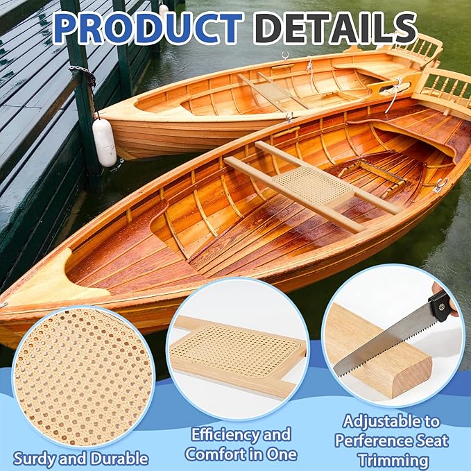 2 Pcs 34 Inch Canoe Webbed Seat Outdoor Caned Seat Replacement Canoe Hardware Accessories Weather-Resistant for Kayaking Boating Fishing Camping